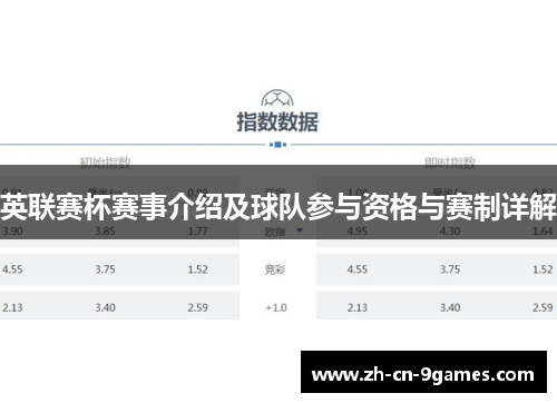 英联赛杯赛事介绍及球队参与资格与赛制详解